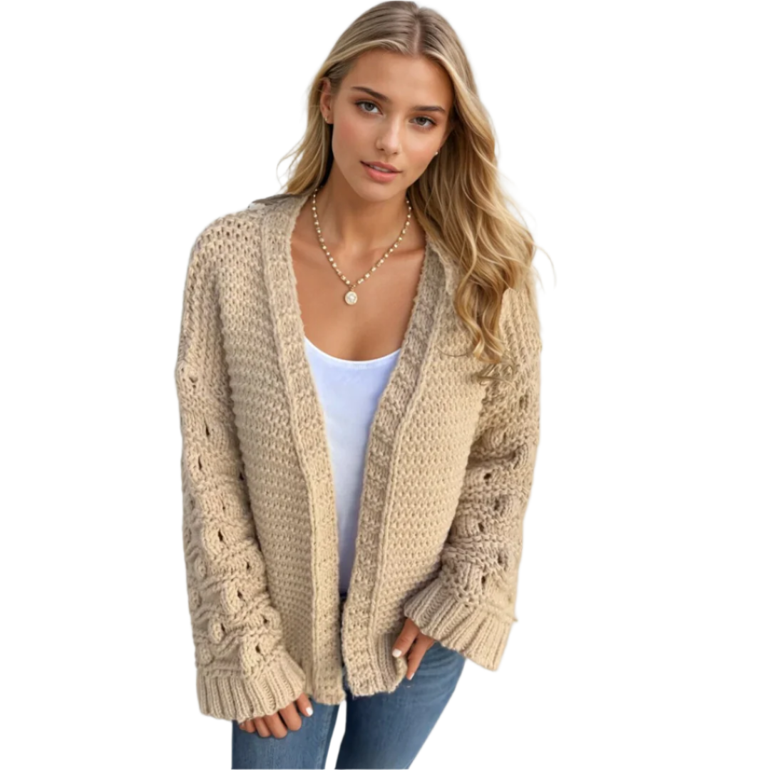 Ladies' Long-sleeved Cardigan Chunky Knit