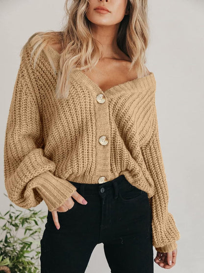 Ladies' Long-sleeved Cardigan With Buttons