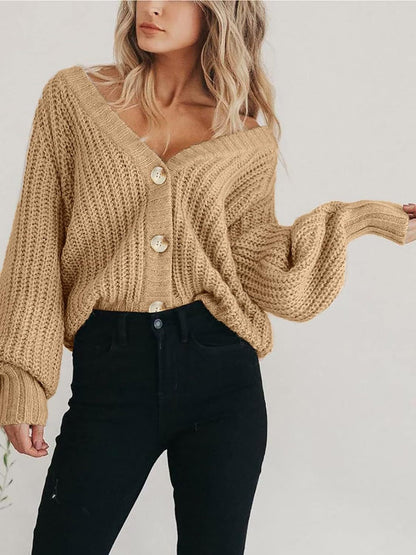 Ladies' Long-sleeved Cardigan With Buttons