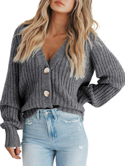 Ladies' Long-sleeved Cardigan With Buttons