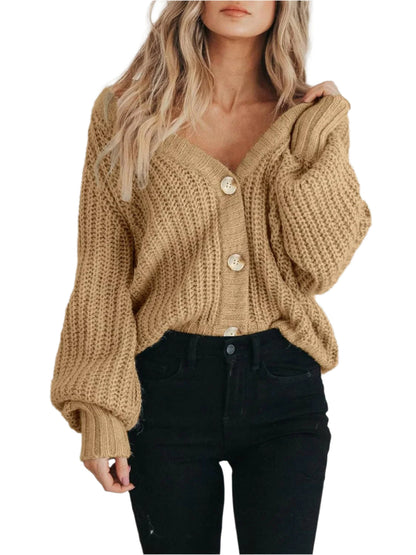 Ladies' Long-sleeved Cardigan With Buttons