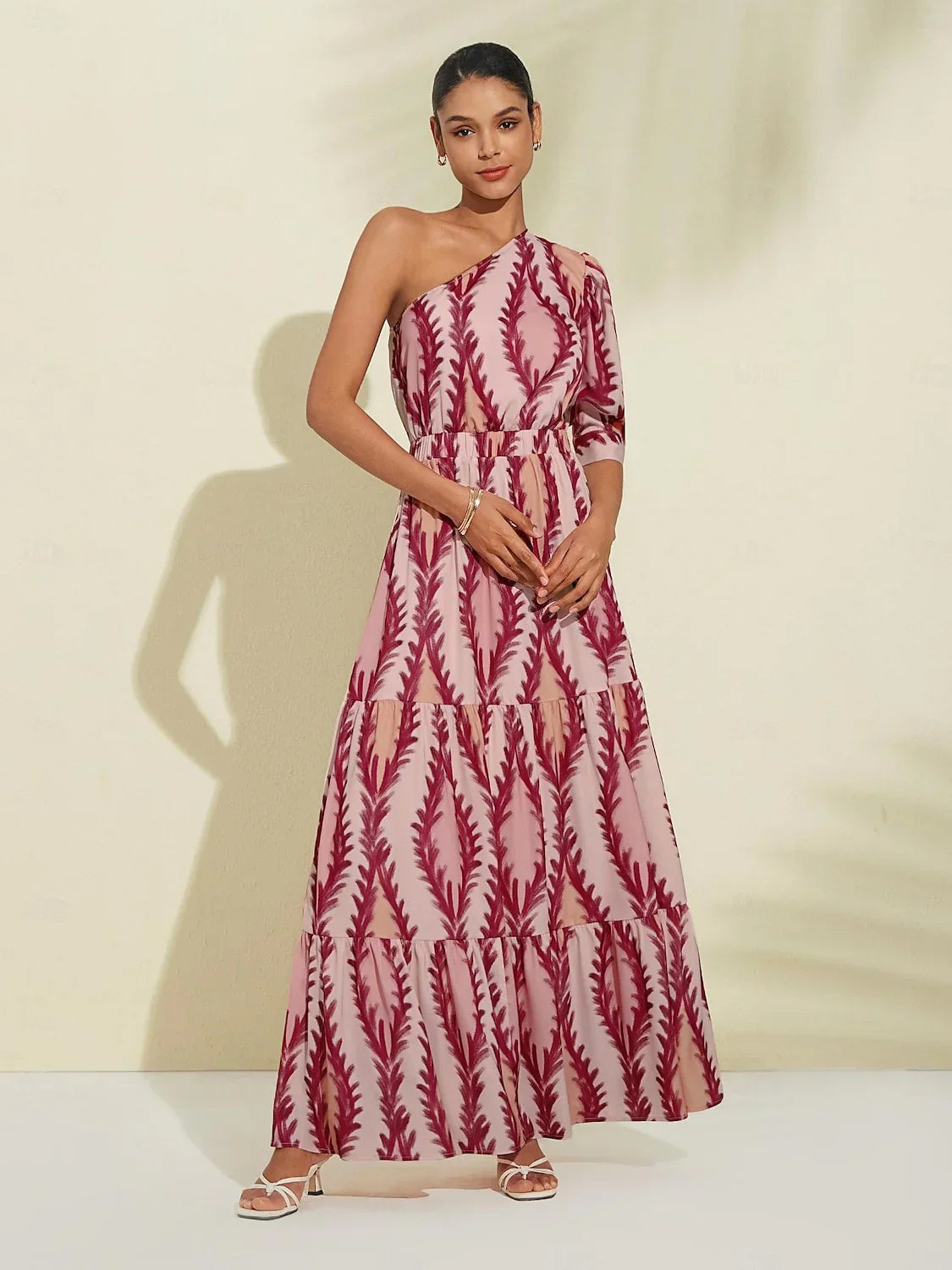 Ladies Maxi Dress One Shoulder Style Luxury Fabric