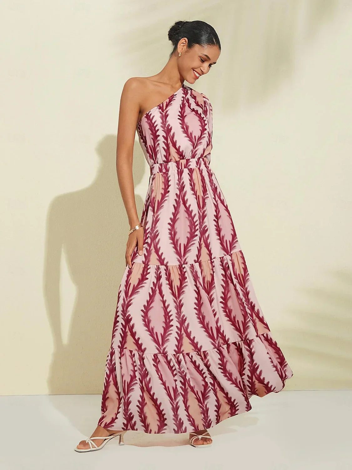 Ladies Maxi Dress One Shoulder Style Luxury Fabric