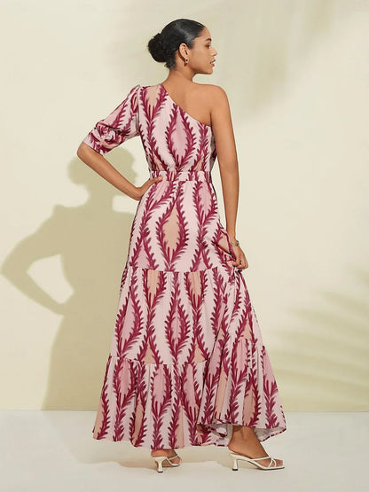 Ladies Maxi Dress One Shoulder Style Luxury Fabric