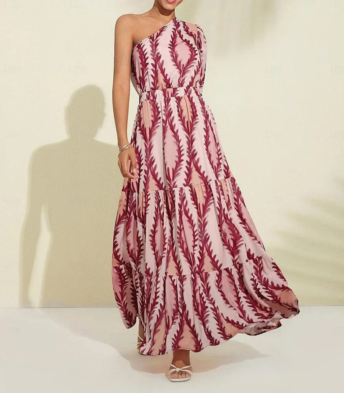 Ladies Maxi Dress One Shoulder Style Luxury Fabric