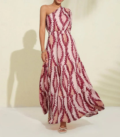 Ladies Maxi Dress One Shoulder Style Luxury Fabric