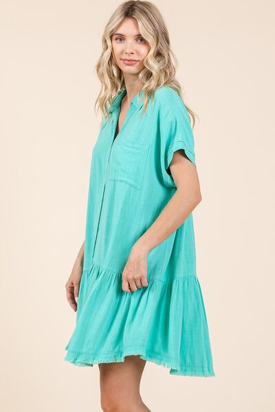 Ladies Mini Dress With Buttons Cotton Blend - Trendy Summer Dresses for Every Occasion