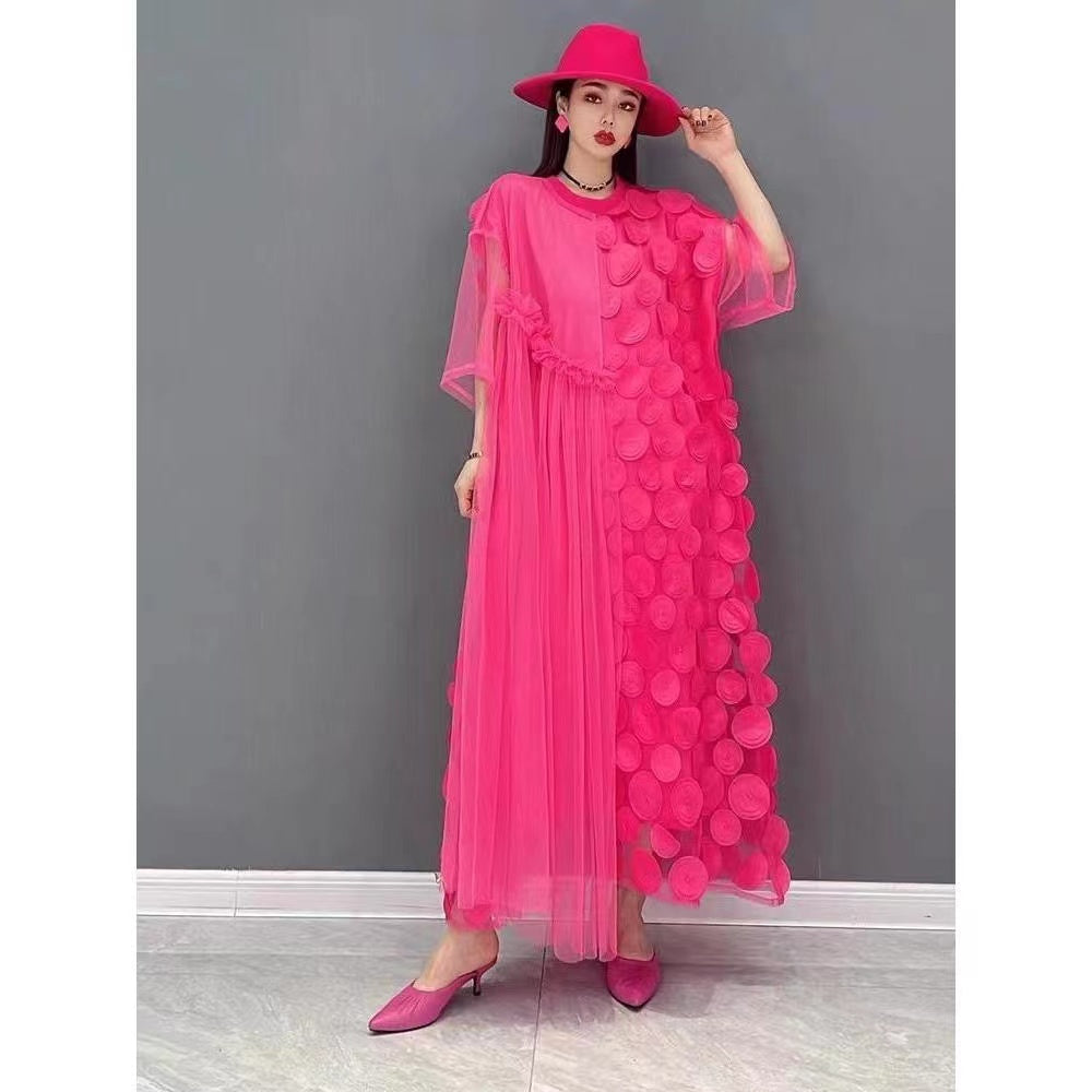 Ladies Party Dress Tulle Asymmetric with Half Sleeves for Wedding and Special Occasions