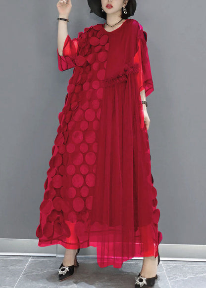 Ladies Party Dress Tulle Asymmetric with Half Sleeves for Wedding and Special Occasions