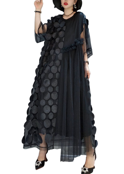 Ladies Party Dress Tulle Asymmetric with Half Sleeves for Wedding and Special Occasions
