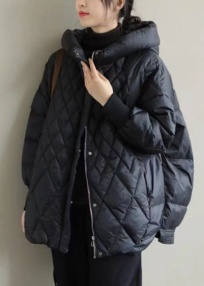 Ladies Quilted Winter Jacket With Zipper Duck Down Long Casual Style
