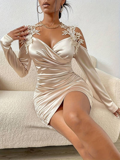 Ladies Ruffle Dress Shoulderless Chic For Galas Of High Quality Fabric