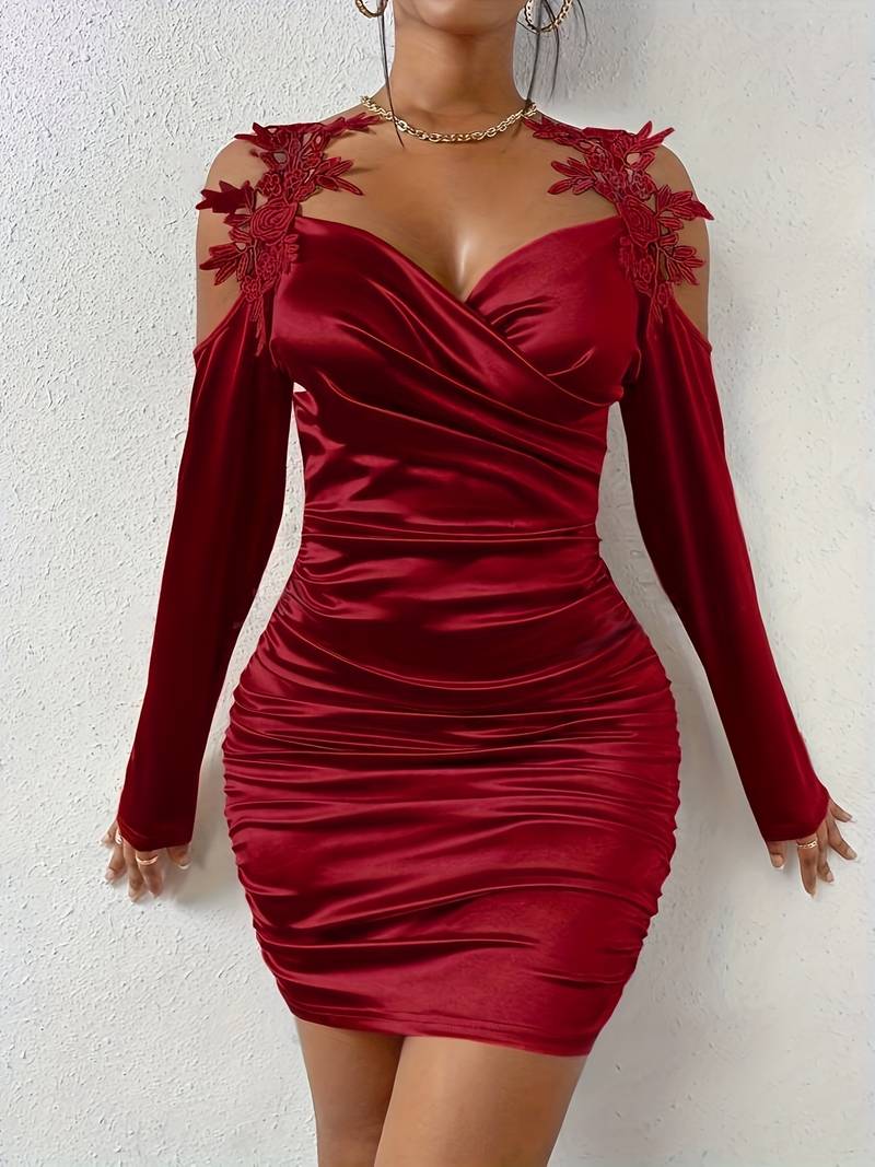 Ladies Ruffle Dress Shoulderless Chic For Galas Of High Quality Fabric