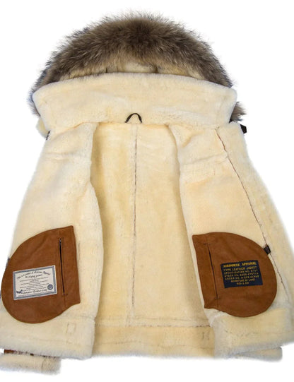 Ladies' Sheepskin Jacket with Fur Cap