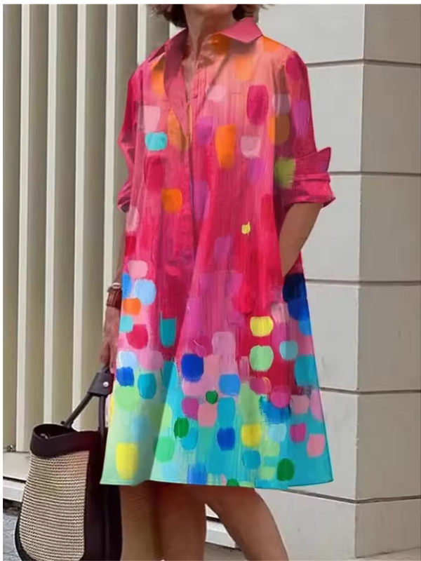 Ladies Shirt Dress Casual Polyester Blend for Summer Dresses and Dresses Ladies