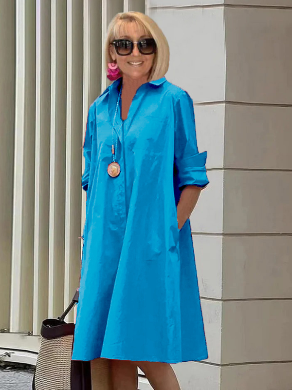 Ladies Shirt Dress Casual Polyester Blend for Summer Dresses and Dresses Ladies