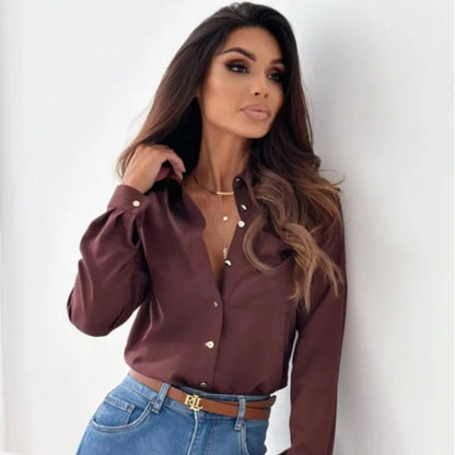 Ladies Shirt With Buttons Stylish White