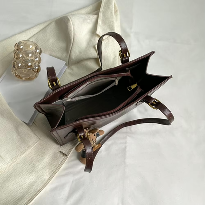 Ladies Shoulder Bag Charm Tote Luxury PU Leather With Detachable Rabbit Charm