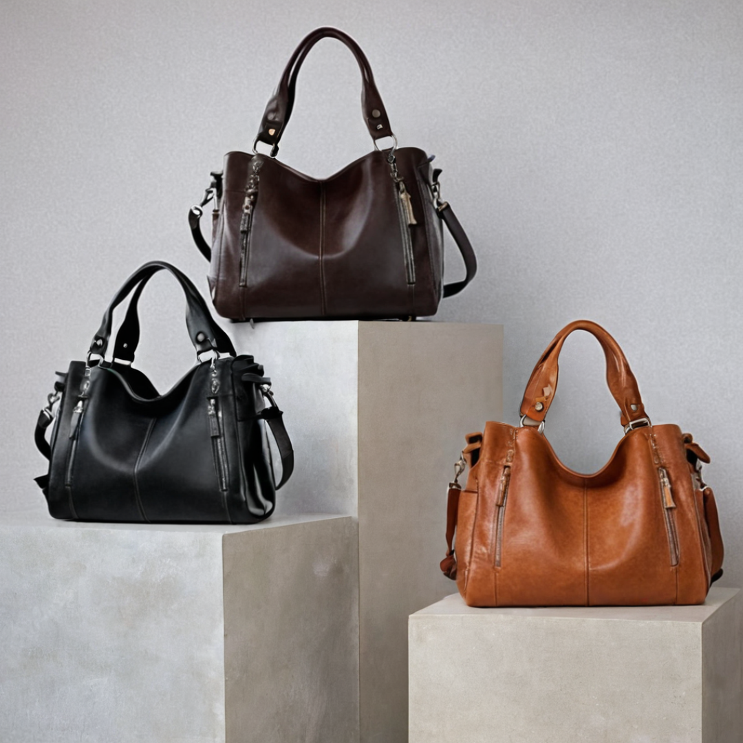 Ladies' Shoulder Bag with Metal Accents