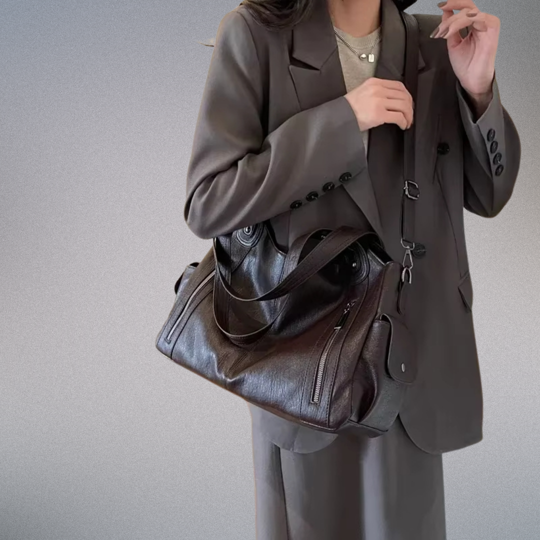Ladies' Shoulder Bag with Metal Accents