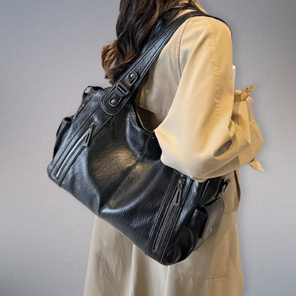 Ladies' Shoulder Bag with Metal Accents