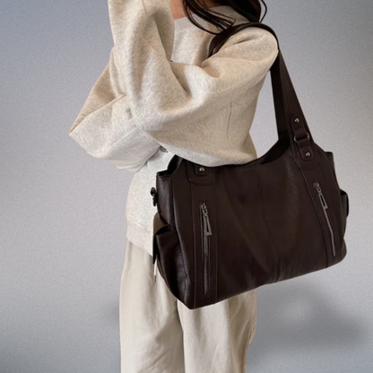Ladies' Shoulder Bag with Metal Accents