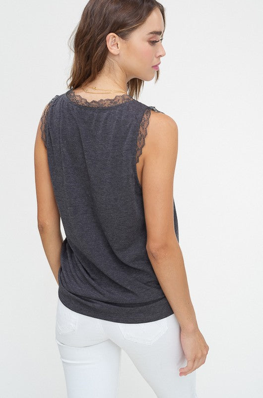 Ladies Sleeveless Top V-Neck Jersey Bicolour