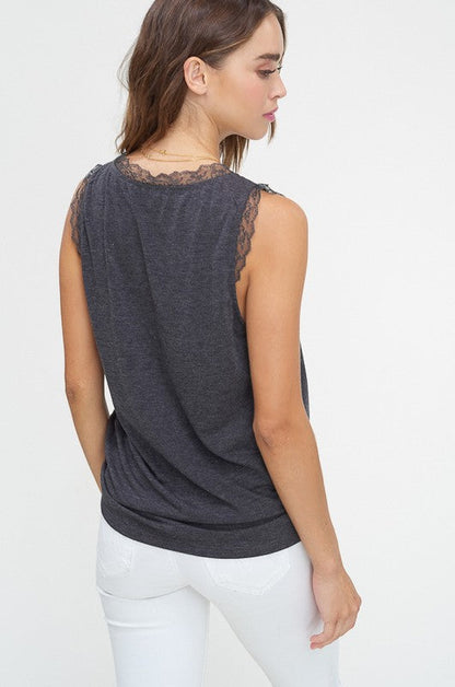 Ladies Sleeveless Top V-Neck Jersey Bicolour