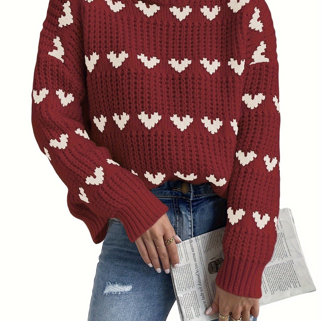 Ladies Sweater High Neck Casual with Long Sleeves - Knitted Turtleneck Sweater for Autumn and Winter