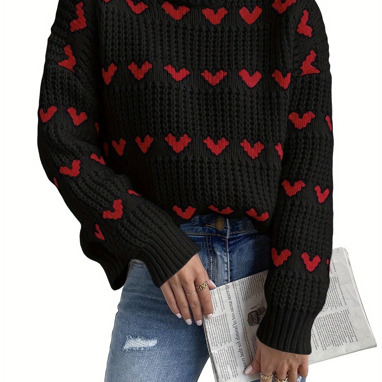 Ladies Sweater High Neck Casual with Long Sleeves - Knitted Turtleneck Sweater for Autumn and Winter