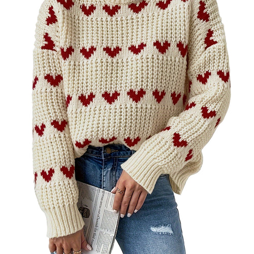 Ladies Sweater High Neck Casual with Long Sleeves - Knitted Turtleneck Sweater for Autumn and Winter