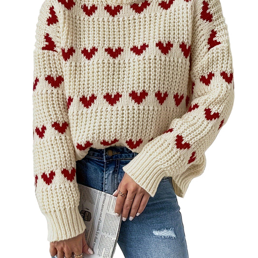 Ladies Sweater High Neck Casual with Long Sleeves - Knitted Turtleneck Sweater for Autumn and Winter