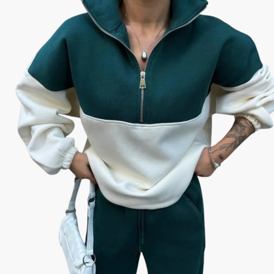 Ladies Sweater With Half Zipper And High Neck - Stylish Sweaters Ladies With Raglan Sleeves