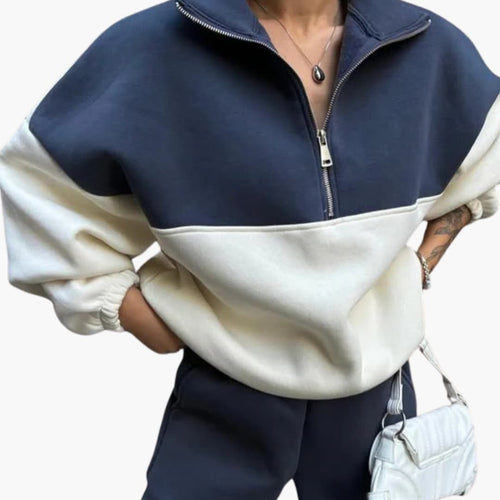 Ladies Sweater With Half Zipper And High Neck - Stylish Sweaters Ladies With Raglan Sleeves