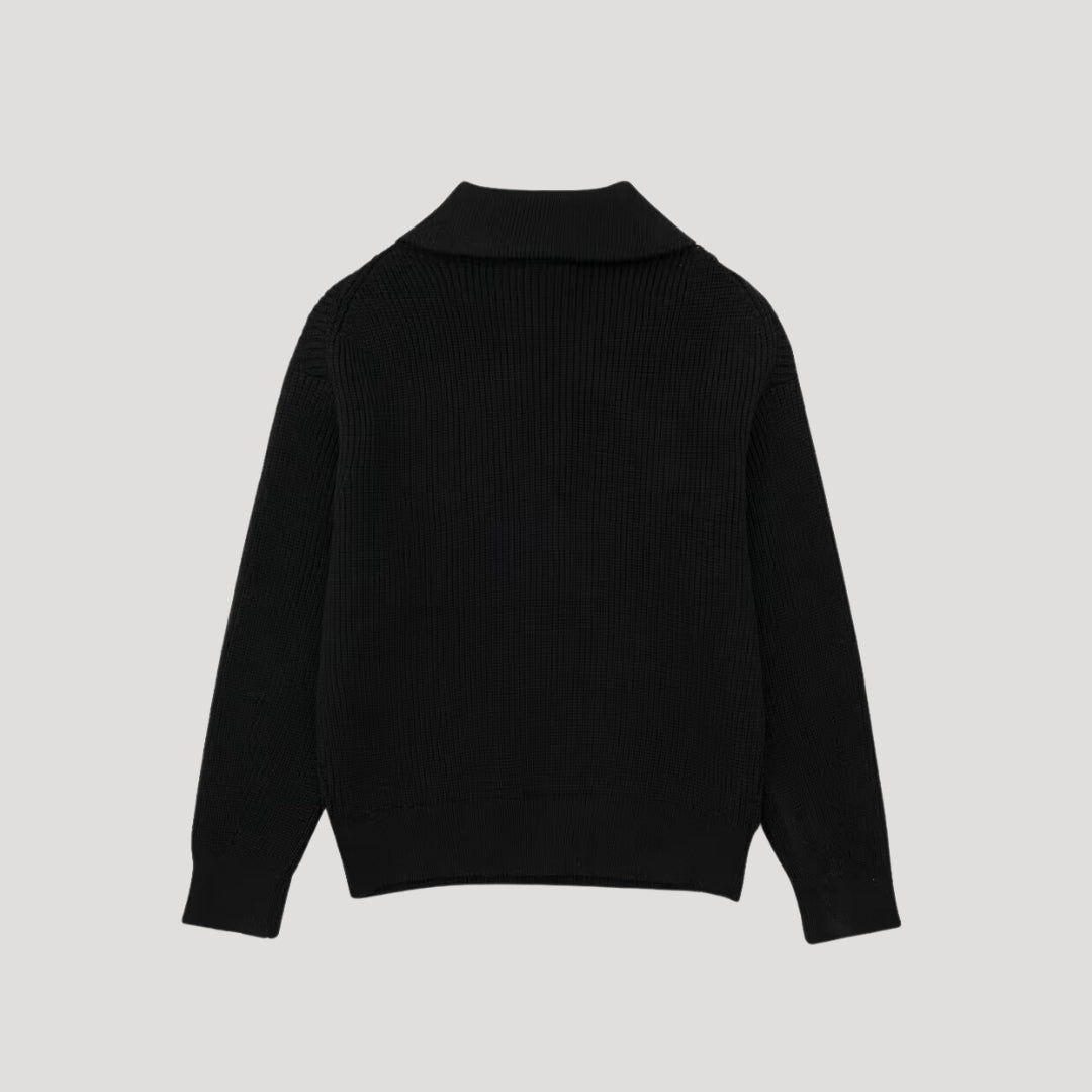 Ladies' Sweater with Halfzipper and Ribbed Texture