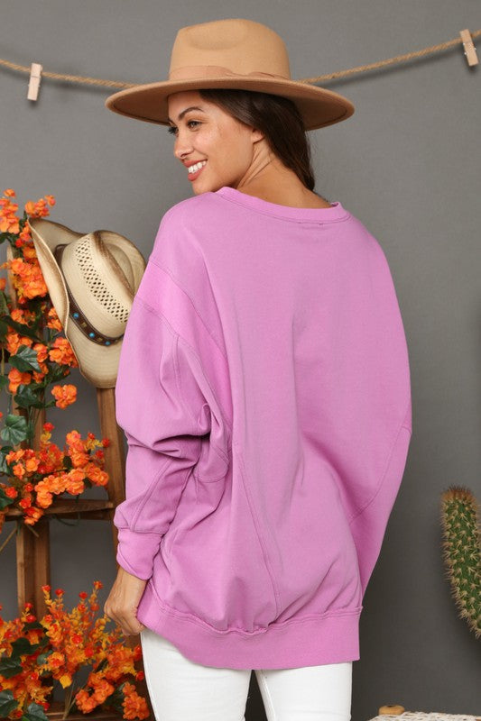 Ladies Sweatshirt Casual Contrast French Terry