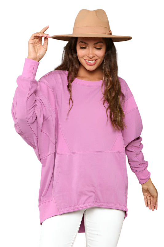 Ladies Sweatshirt Casual Contrast French Terry