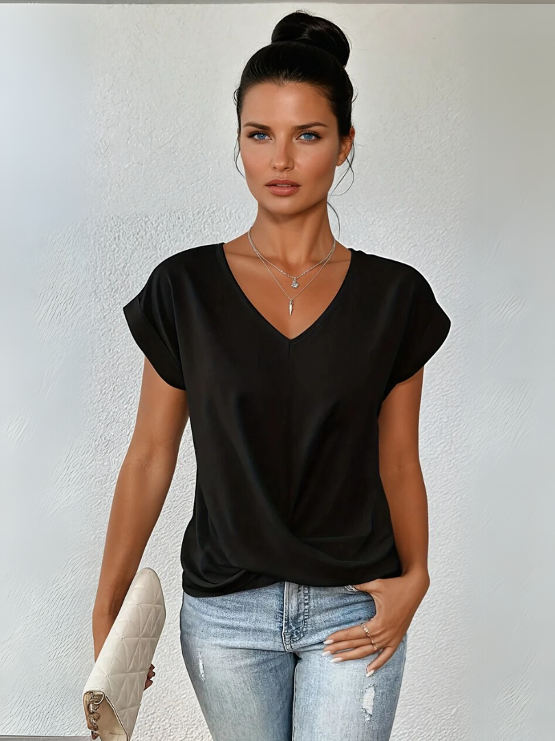 Ladies T-Shirt Casual Sweetheart Neckline