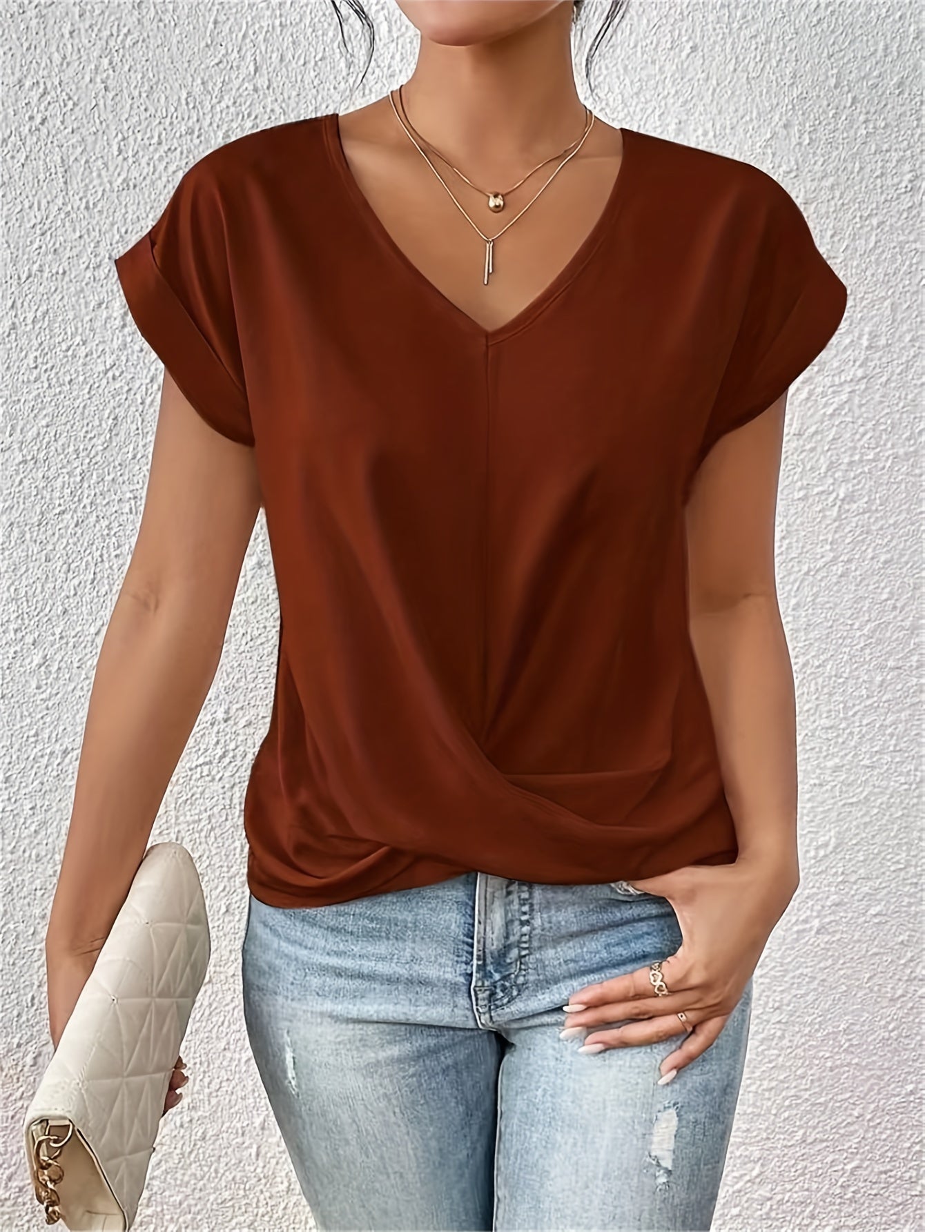 Ladies T-Shirt Casual Sweetheart Neckline
