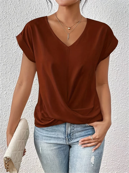 Ladies T-Shirt Casual Sweetheart Neckline