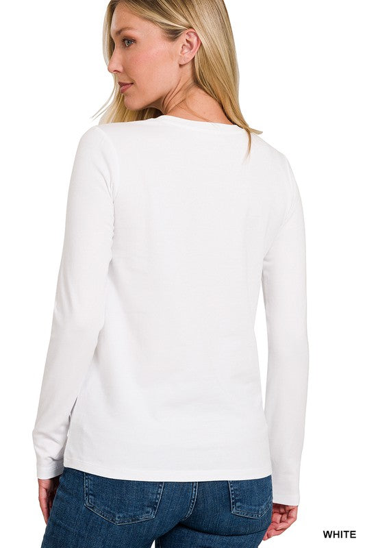 Ladies T-Shirt Long Sleeves Round Neck