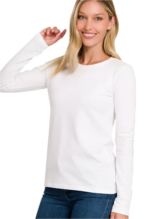 Ladies T-Shirt Long Sleeves Round Neck