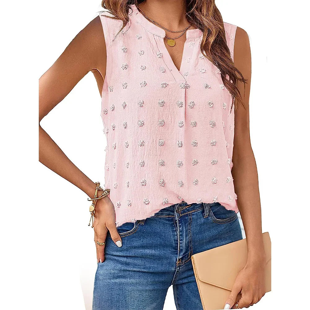 Ladies Tanktop V-neck Casual Soft Breathable Fabric