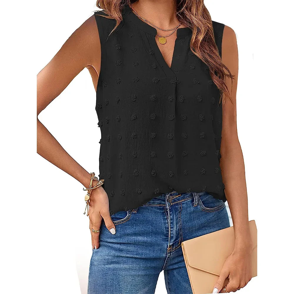 Ladies Tanktop V-neck Casual Soft Breathable Fabric