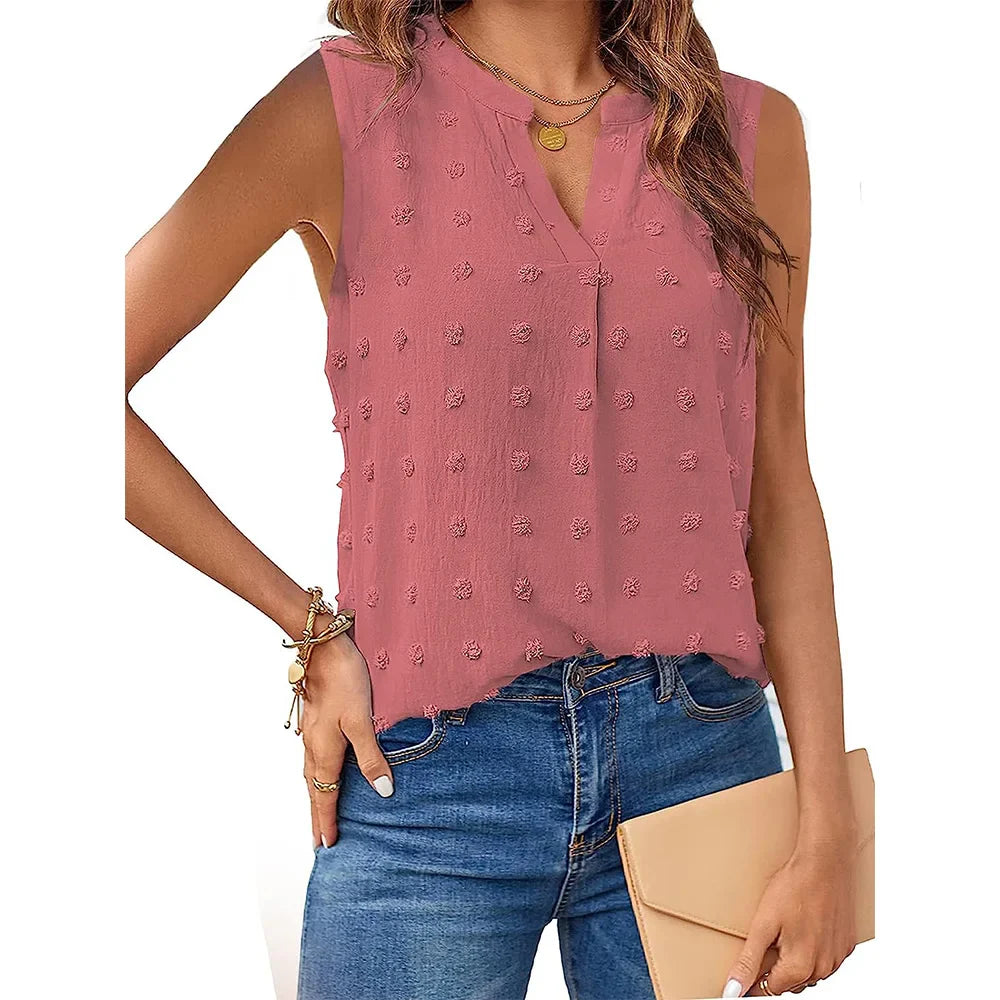 Ladies Tanktop V-neck Casual Soft Breathable Fabric