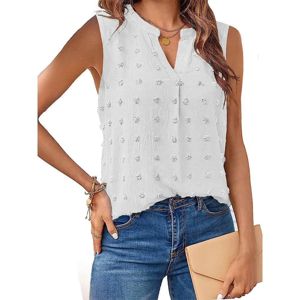 Ladies Tanktop V-neck Casual Soft Breathable Fabric