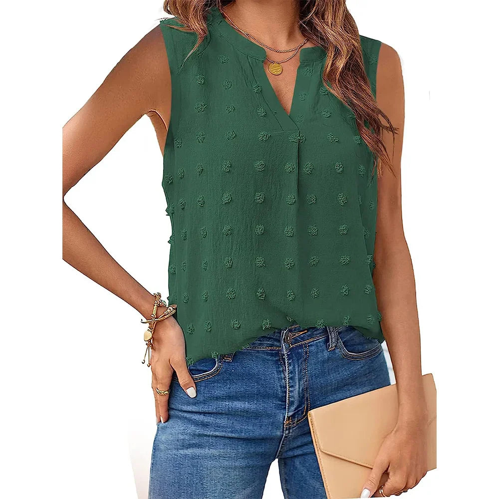 Ladies Tanktop V-neck Casual Soft Breathable Fabric