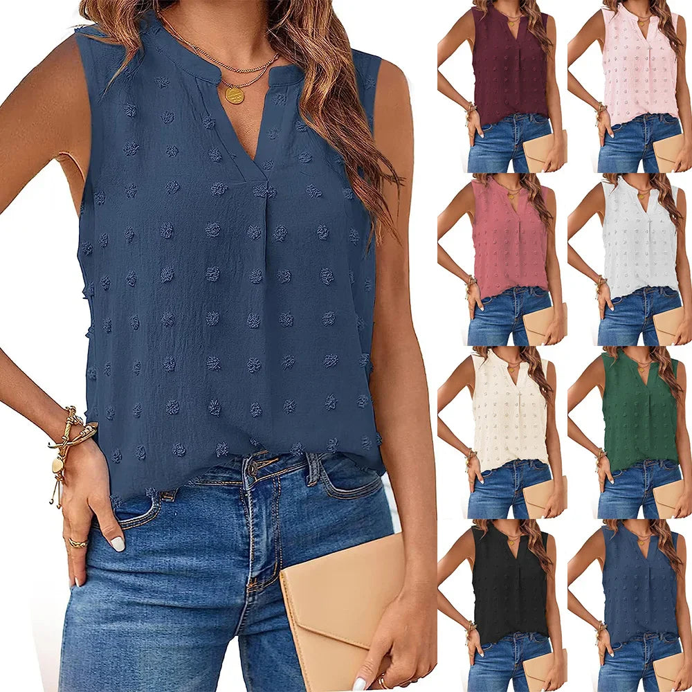 Ladies Tanktop V-neck Casual Soft Breathable Fabric
