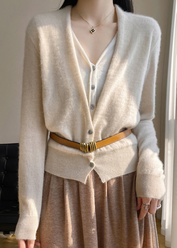 Ladies Top Knitted Style V-Neck with Button Detail for Casual and Evening Looks