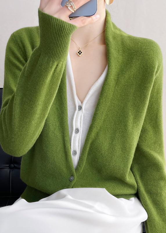 Ladies Top Knitted Style V-Neck with Button Detail for Casual and Evening Looks